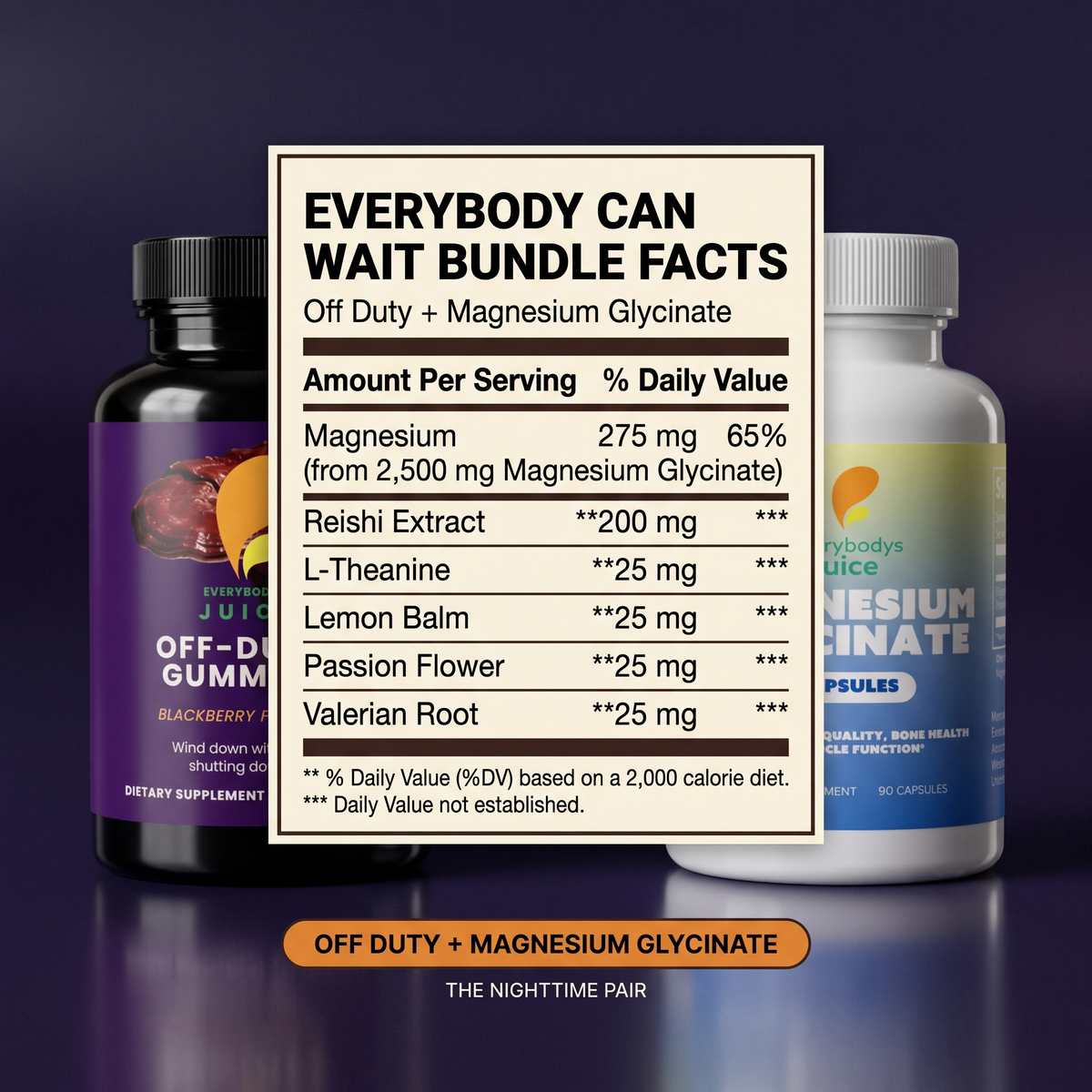 Everybody Can Wait Sleep Bundle: Off-Duty Reishi Gummies + Magnesium Glycinate, No Melatonin
